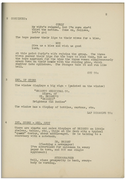 Moe Howard's 27pp. Script Dated December 1936 for The Three Stooges Film ''Dizzy Doctors'' -- Very Good Plus Condition